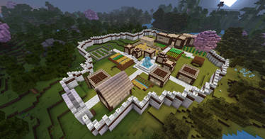 Minecraft Hexxit Village - Up Above