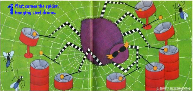 First comes the spider, banging steel drums