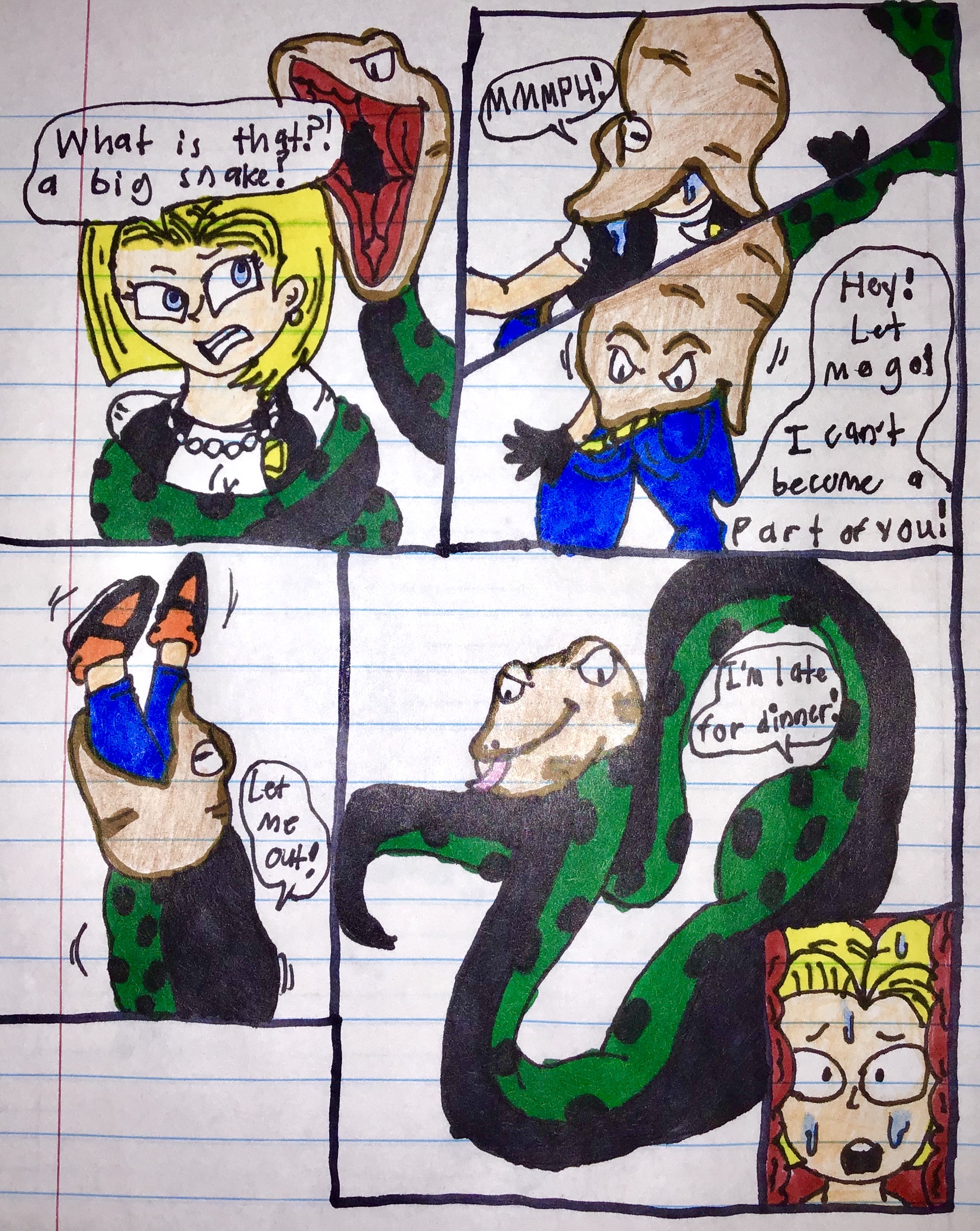Android 18 Snake Part Android 18 and the Cell Snake by lileehilee on DeviantArt