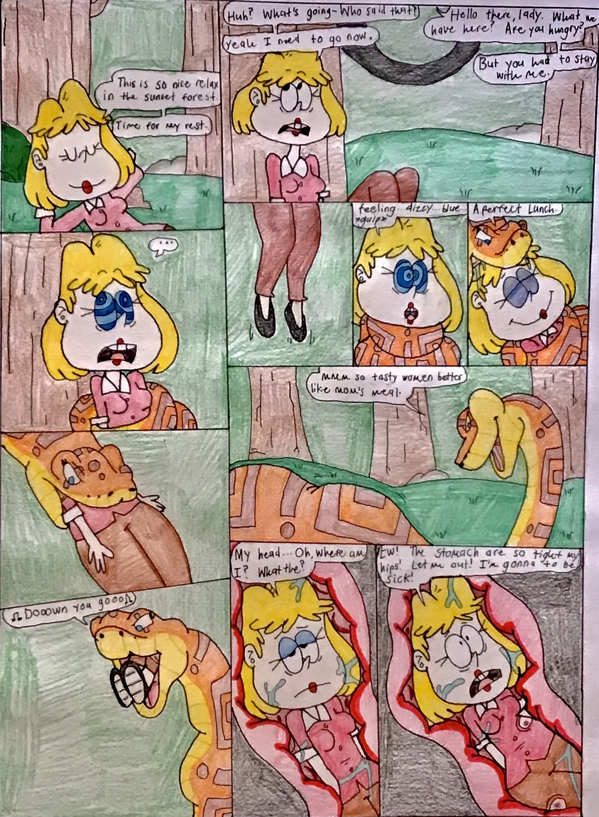 Deviantart Rita The Snake Rita loud encounters Kabui (snake vore) by lileehilee on DeviantArt