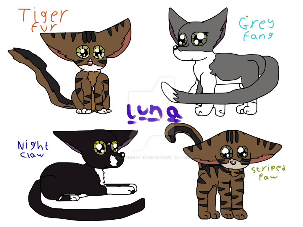 My friend's RL cats as Warriors by GalaxisTheLeopard on DeviantArt