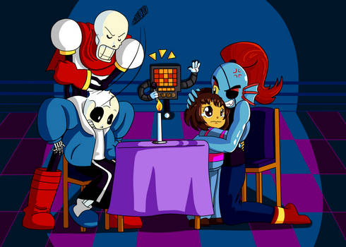Cena con Sans by reina-del-caos