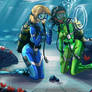 Meri and Helen Diving Together | Commission