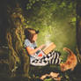 Alice reading a book