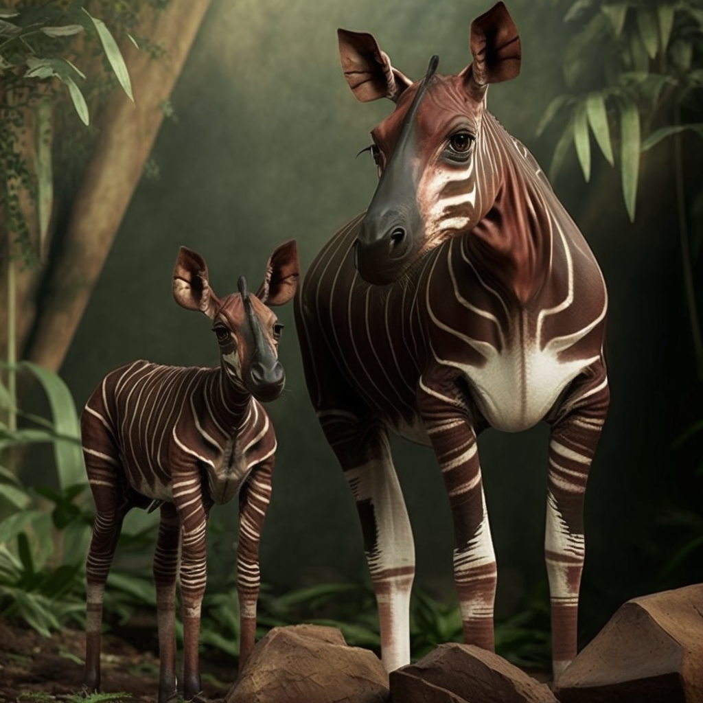 Mother Okapi and baby by purplerhino on DeviantArt