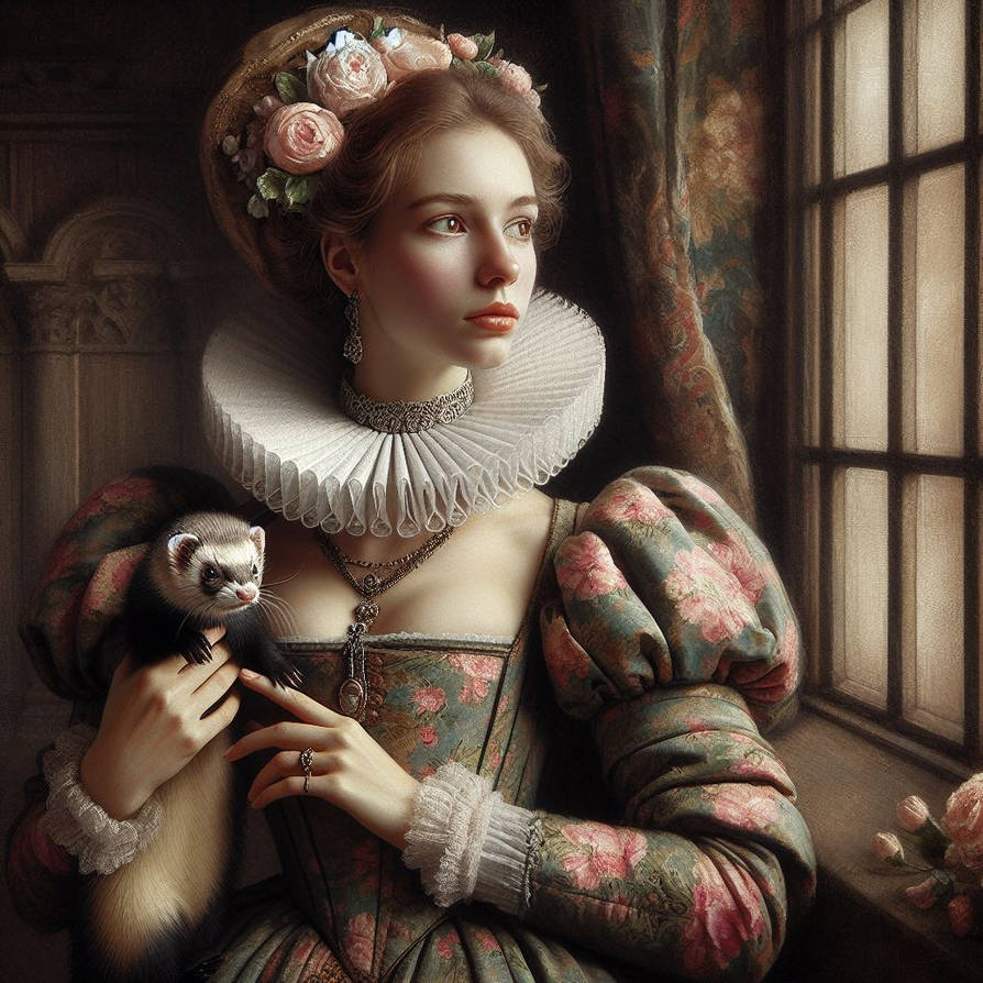 Lady with Ferret by purplerhino on DeviantArt