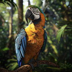 Endangered Birds - Blue Throated Macaw 