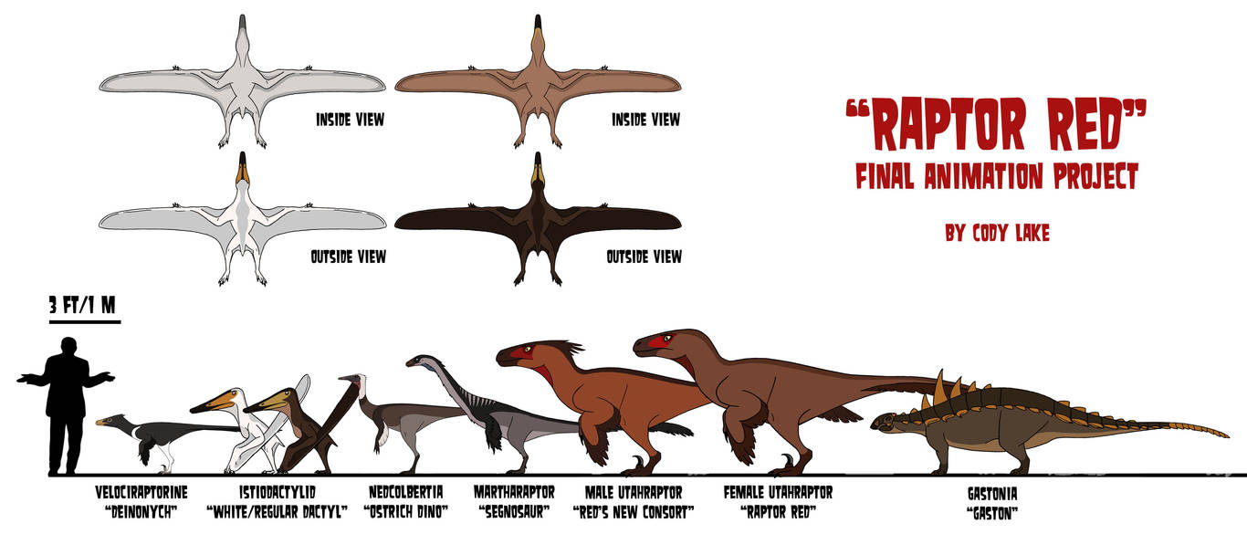 All Raptor Sizes Raptor Red Project: Size Chart, Version 2 by codylake on DeviantArt