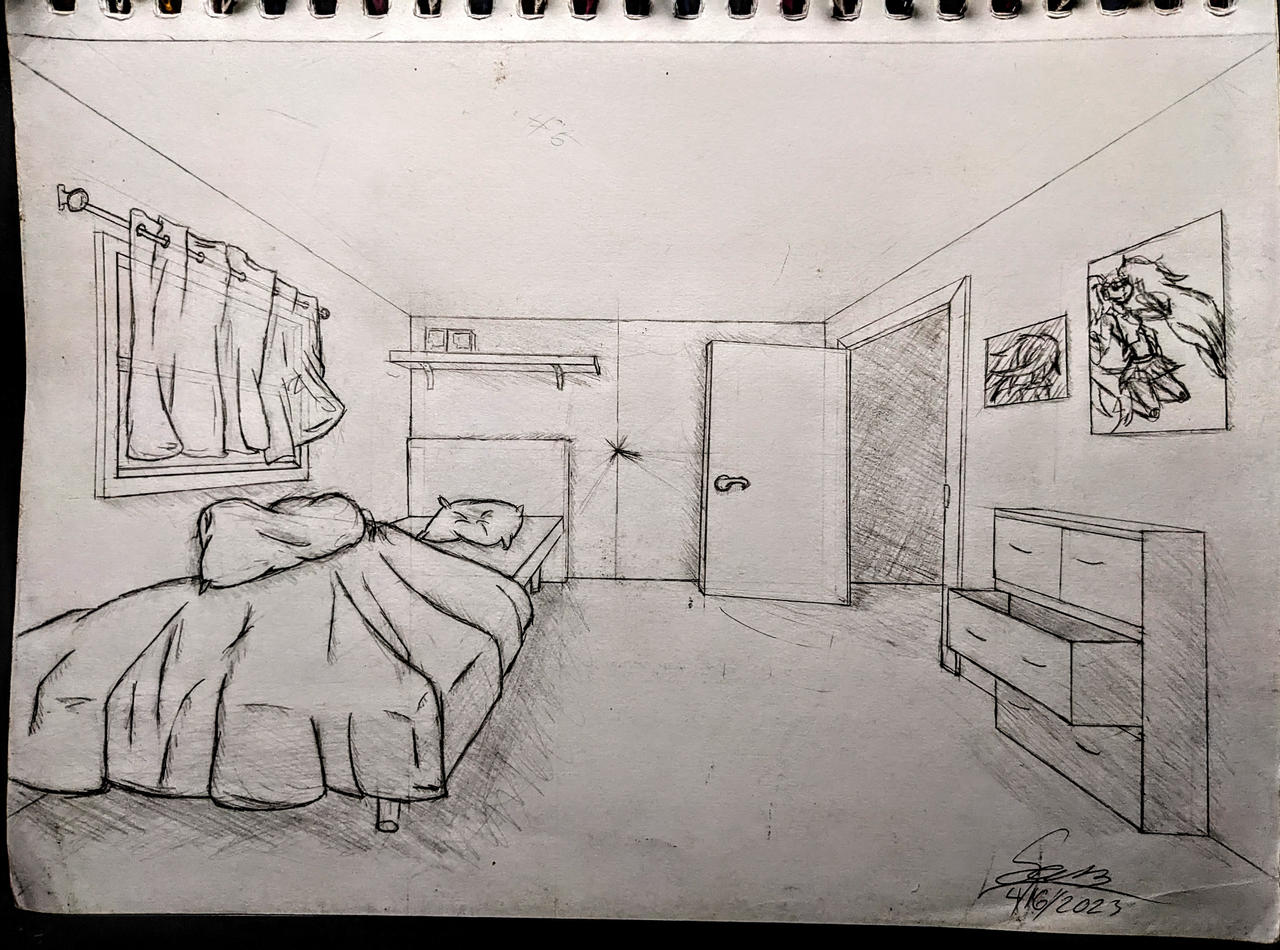 Bedroom Perspective Drawing by SammyTheFujoshi on DeviantArt