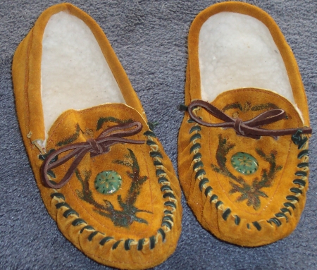 Redecorated leather moccasins