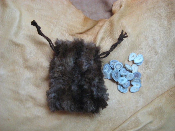 Runes and fur pouch