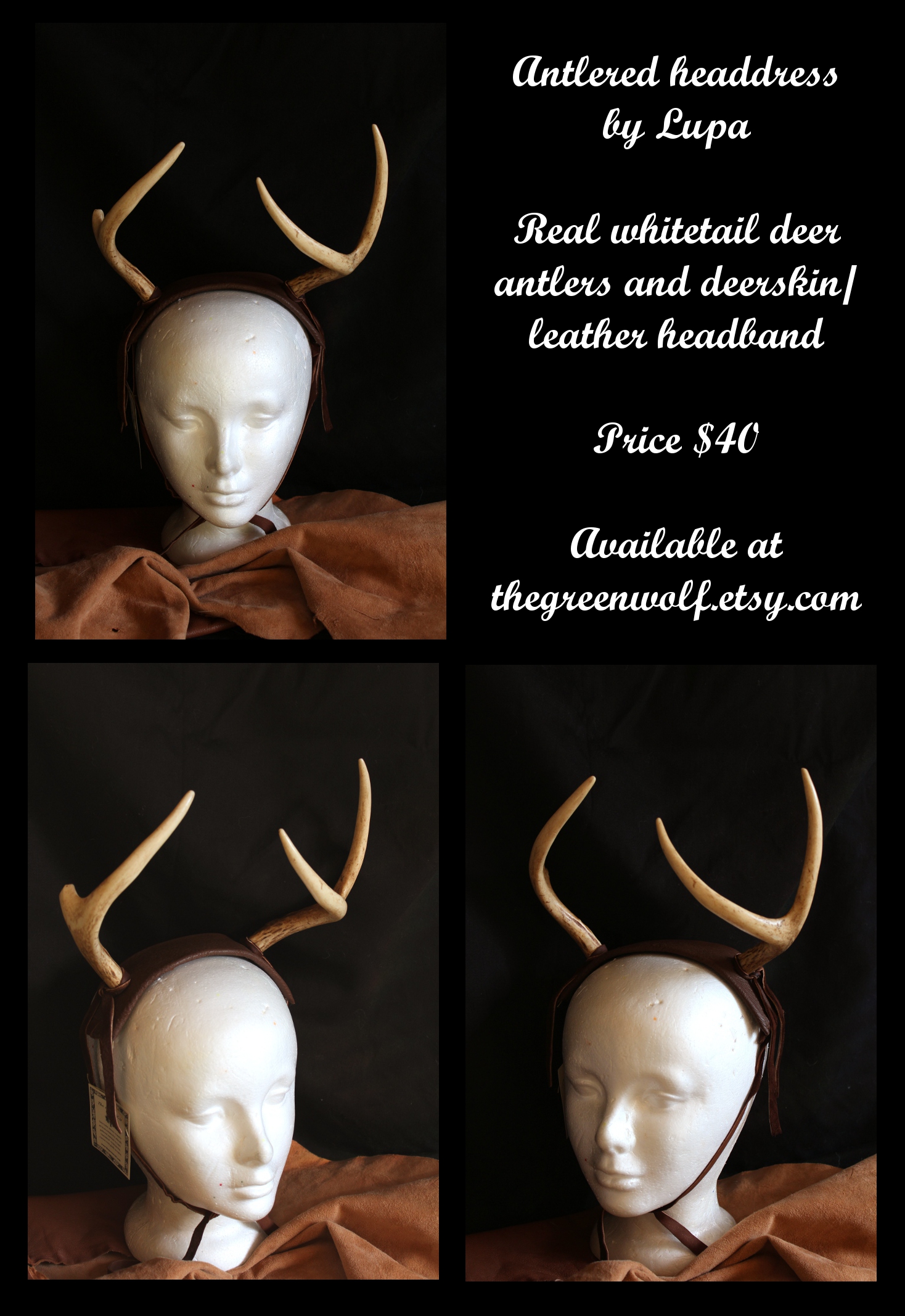 Brown antlered headdress