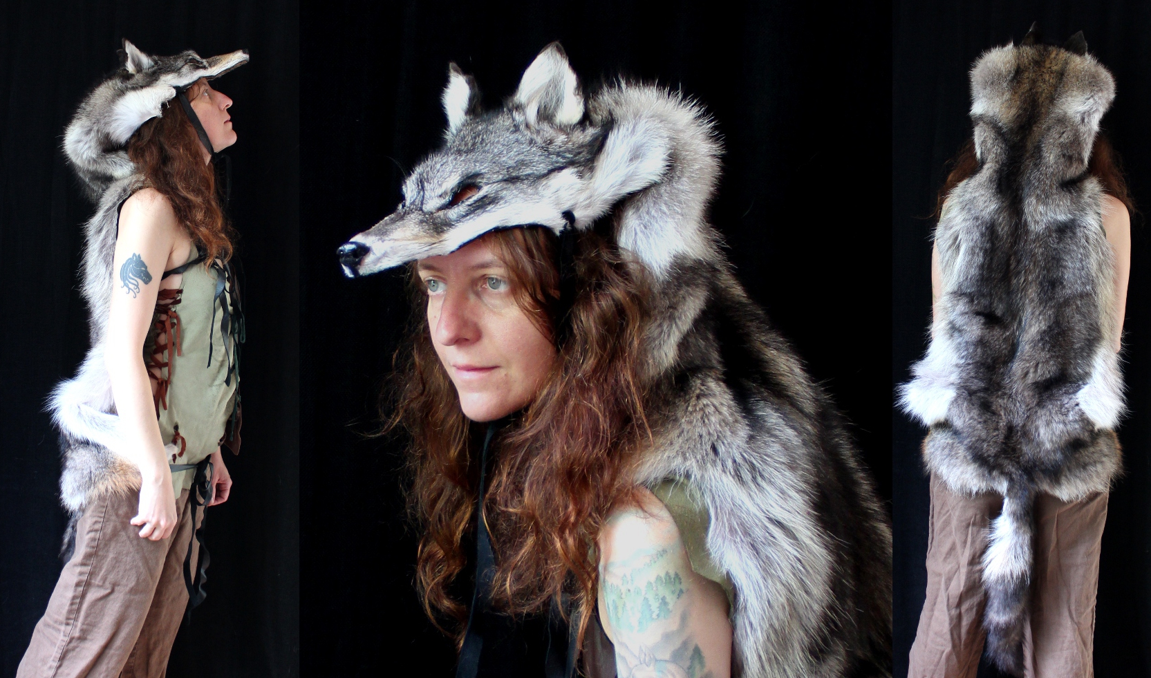Coyote wolf hybrid headdress