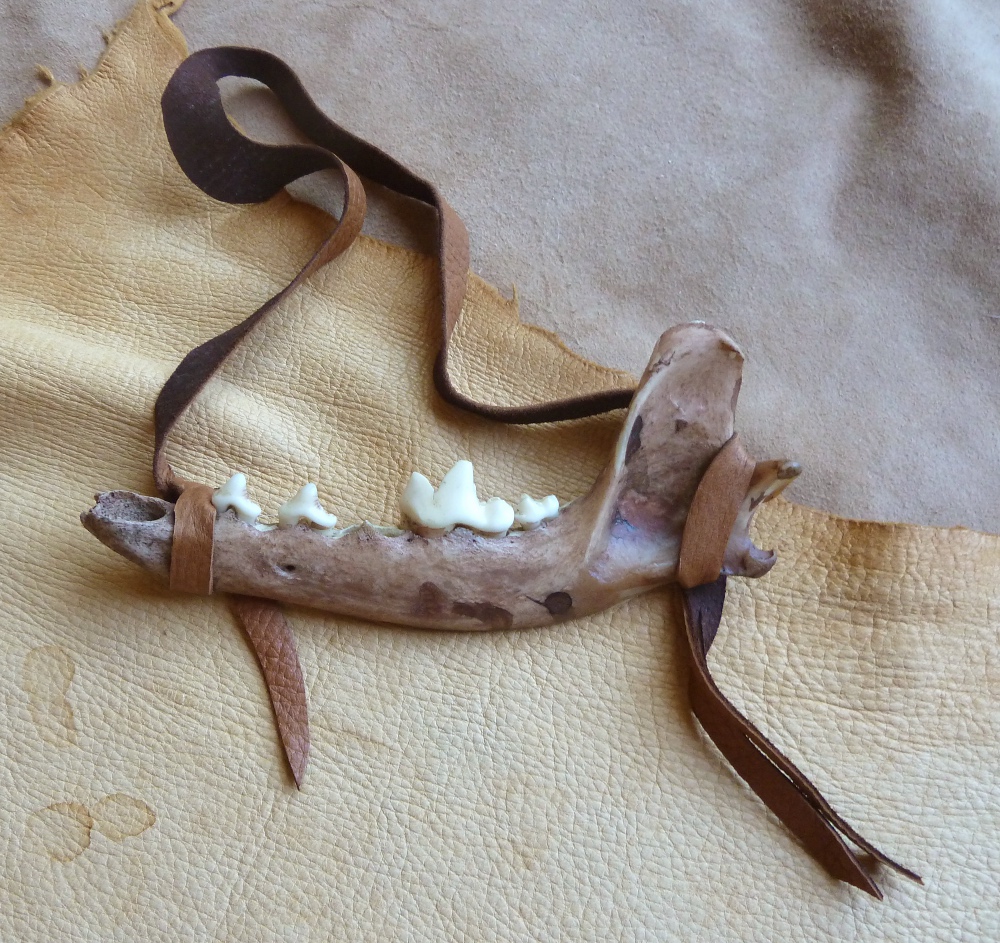 Custom coyote jawbone talisman