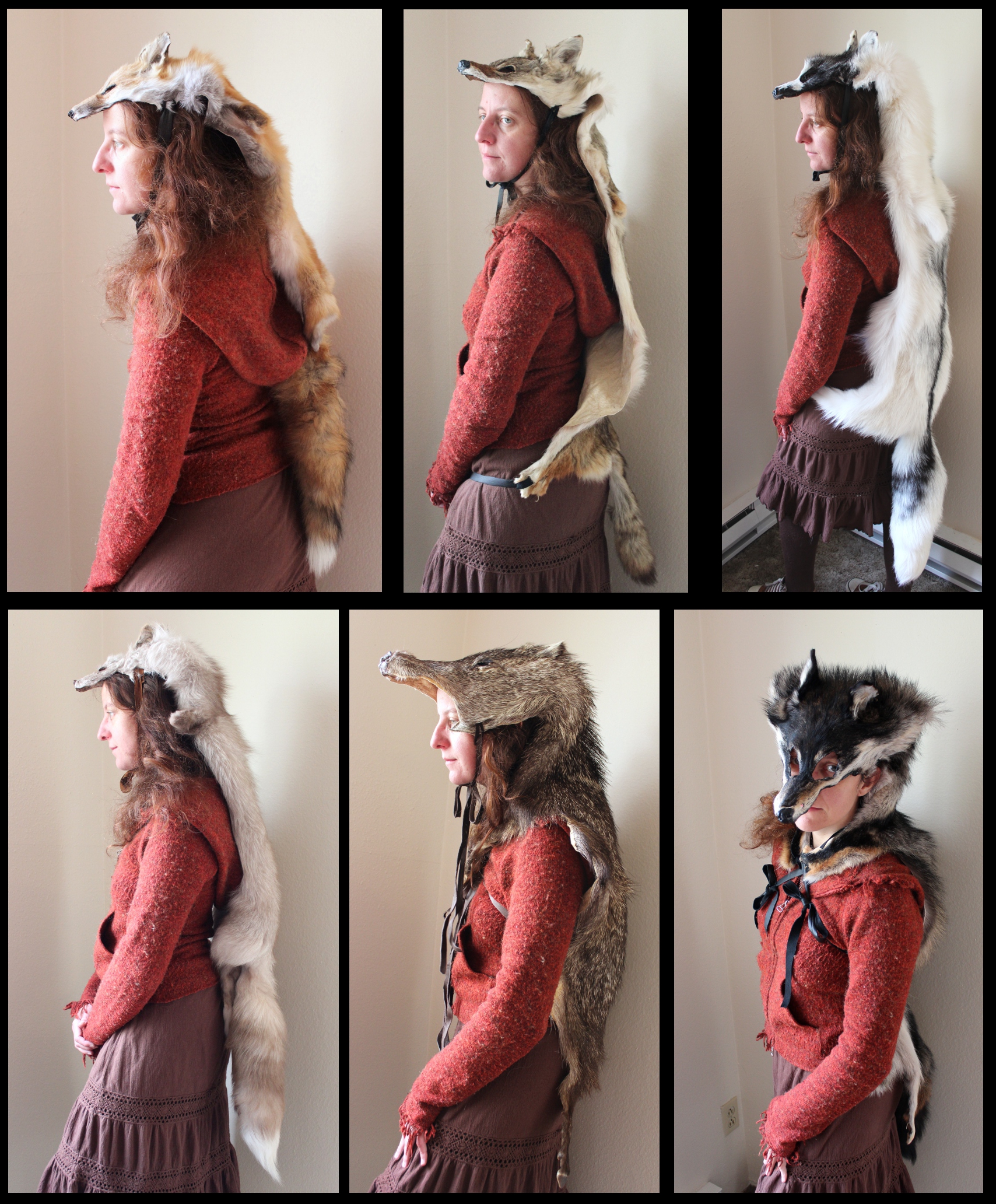 New headdresses - fox, coyote, hybrid, javelina!