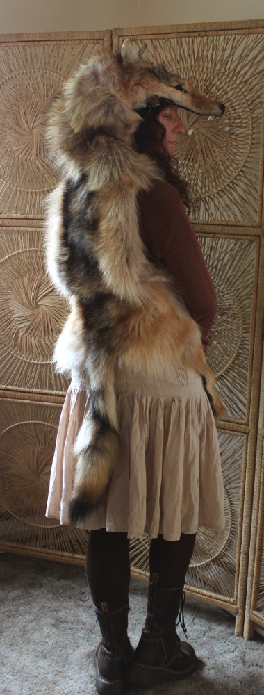 Red-colored wolf headdress