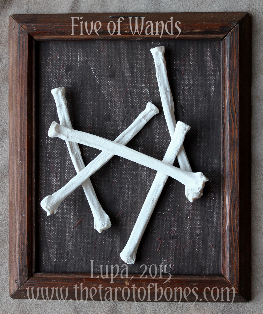 The Tarot of Bones: Five of Wands