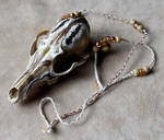 Painted Fox Skull Necklace by lupagreenwolf