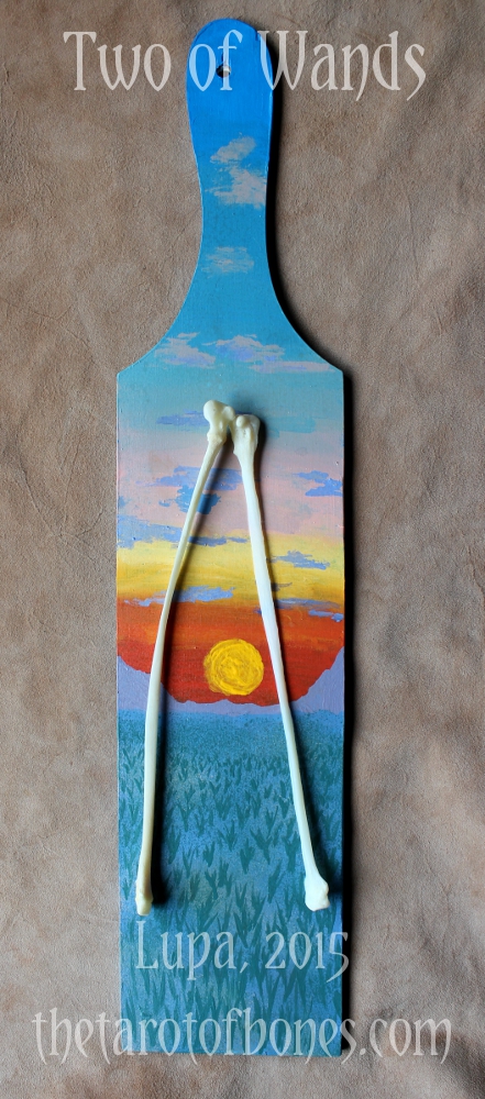 The Tarot of Bones: Two of Wands (Wolf Bones)