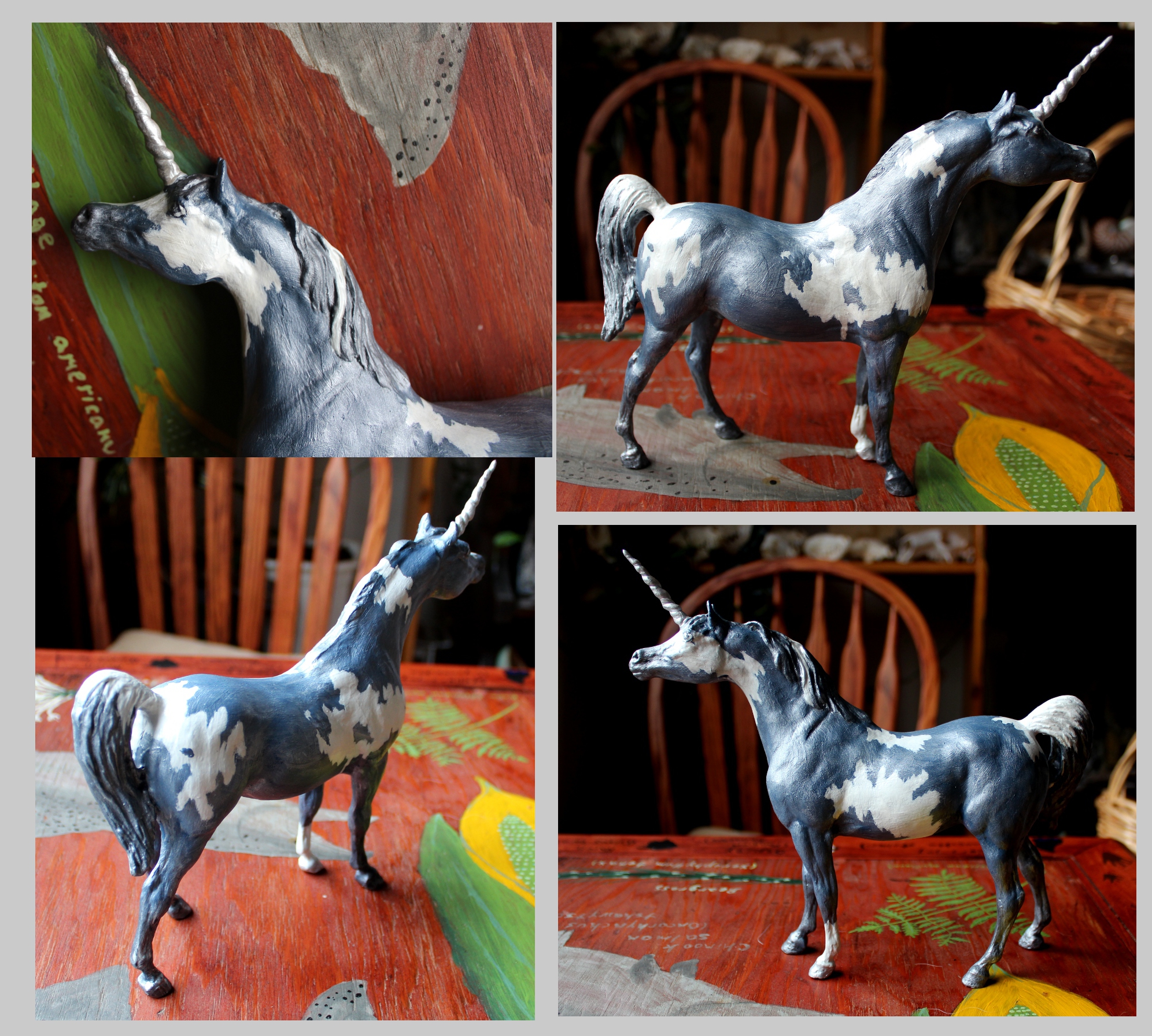 Cumulus: Breyer Customized Pinto Unicorn