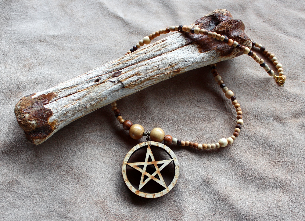 Wooden Pentacle Necklace