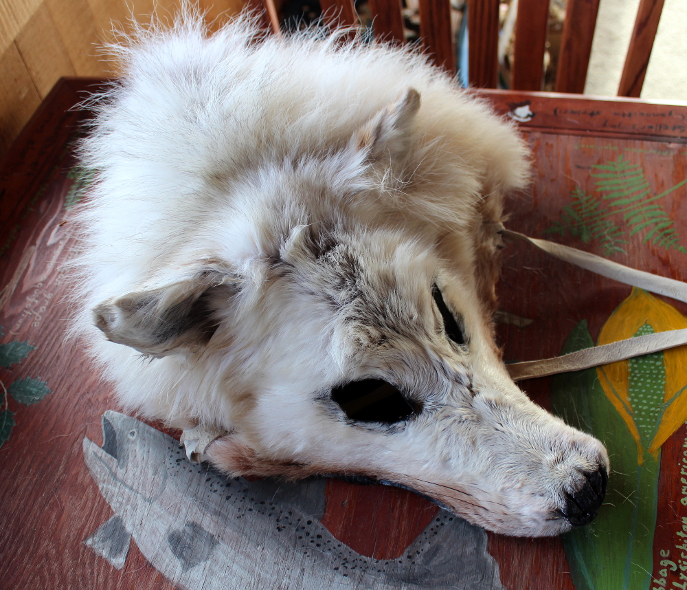 OOAK White Wolf Headdress Mask FS