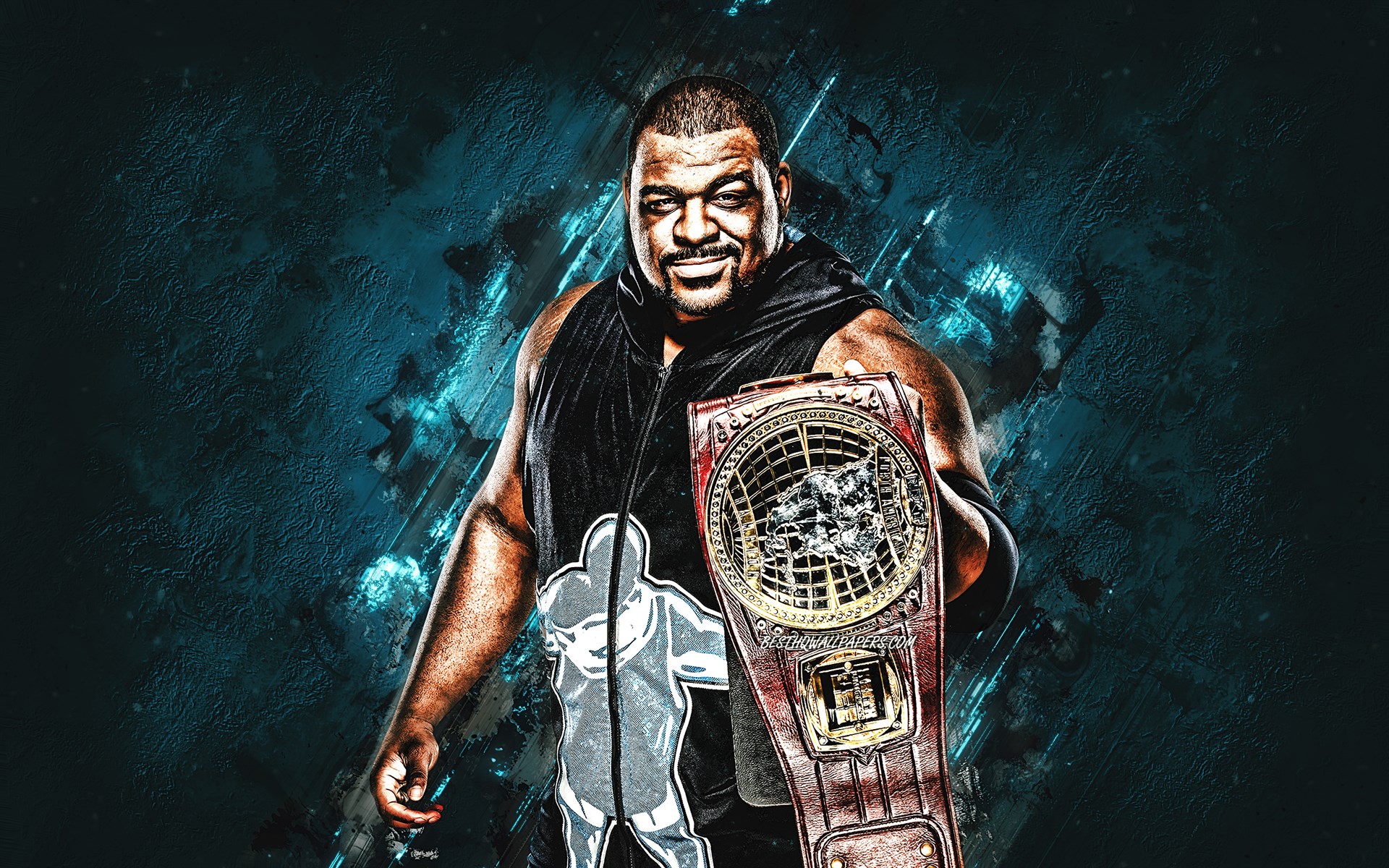 Keith Lee WWE American Wrestler Portrait Turquoise by christiancaron54