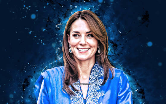 Kate Middleton 2020 Blue Neon Lights British Royal