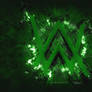 Alan Walker Logo Grunge Art Green Stone Background