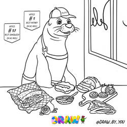 Sealicious coloring book page (commission)