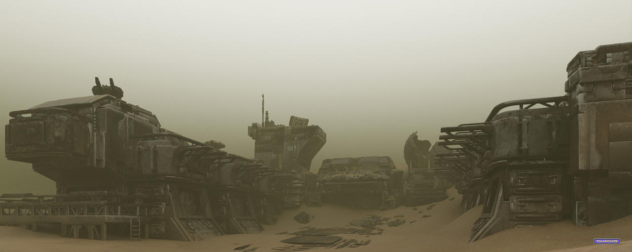 Outpost in a sandstorm by Timarchos on DeviantArt