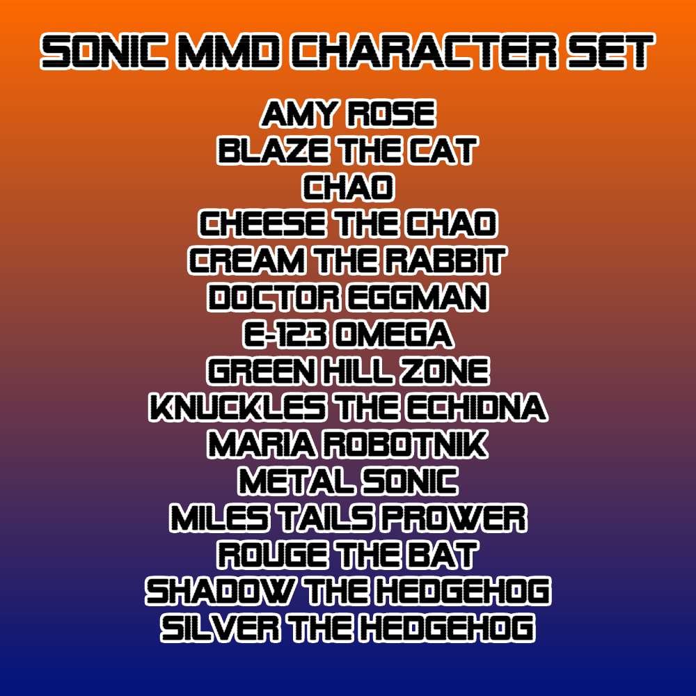 Sonic MikuMikuDance Character Set