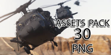 PNG Assets Pack - Black Hawk Helicopter - 30 Poses