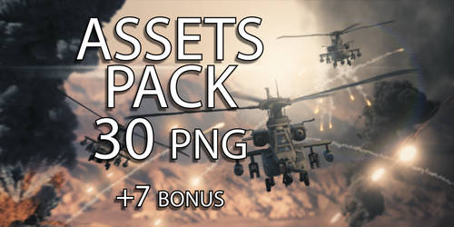 PNG Assets Pack - Apache Helicopter - 37 Poses by FabioMk