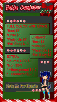 2013 Holiday Commission Prices