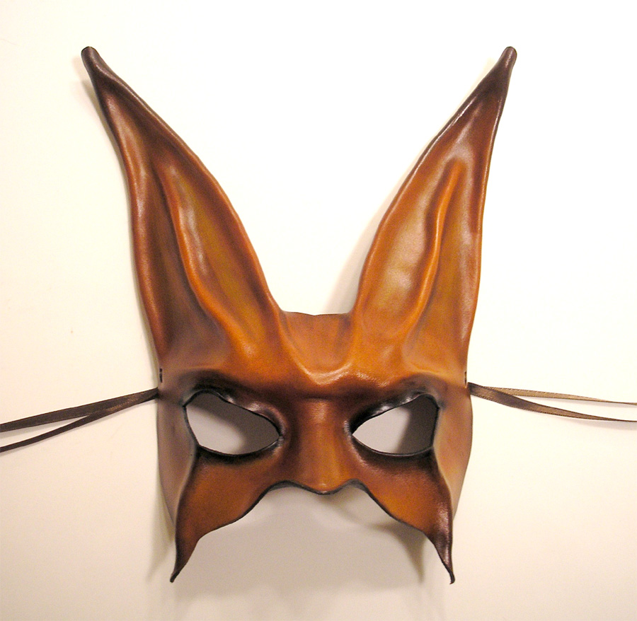 Leather Rabbit Mask brown-blk