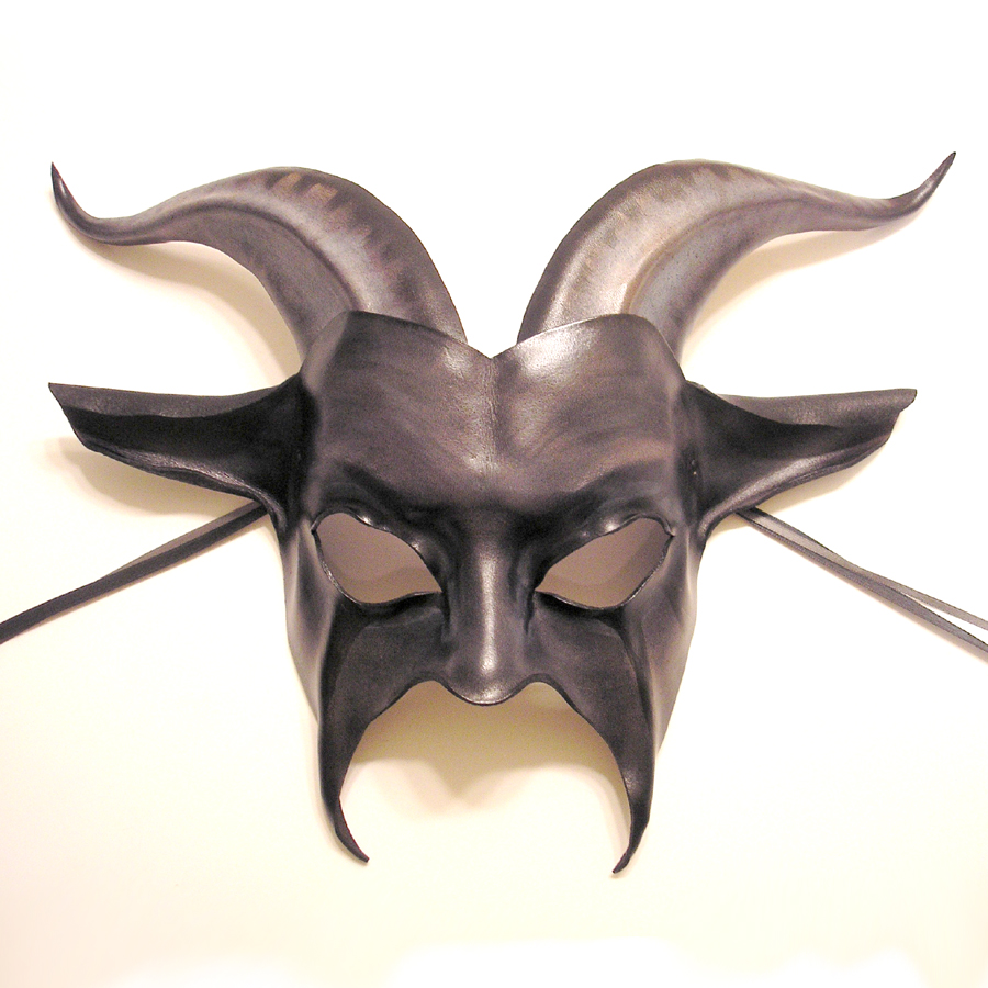 Leather Goat Mask grey black