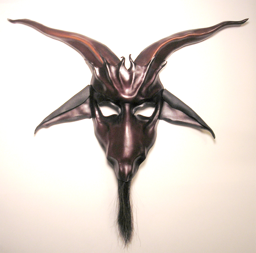 Baphomet Leather Mask dark red