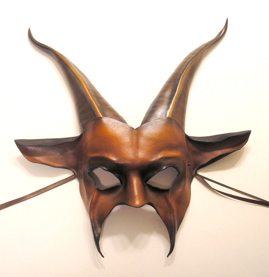 Leather Goat Mask in brown