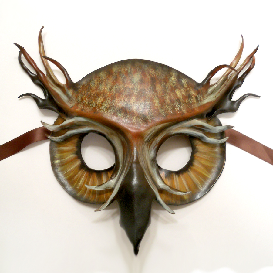 Great Horned Owl Leather Mask by Teonova