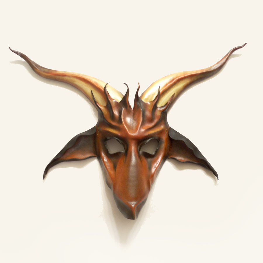 Goat Leather Mask brown black tan Baphomet