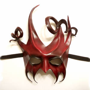 Leather Mask Devilish Jester in Red and Black