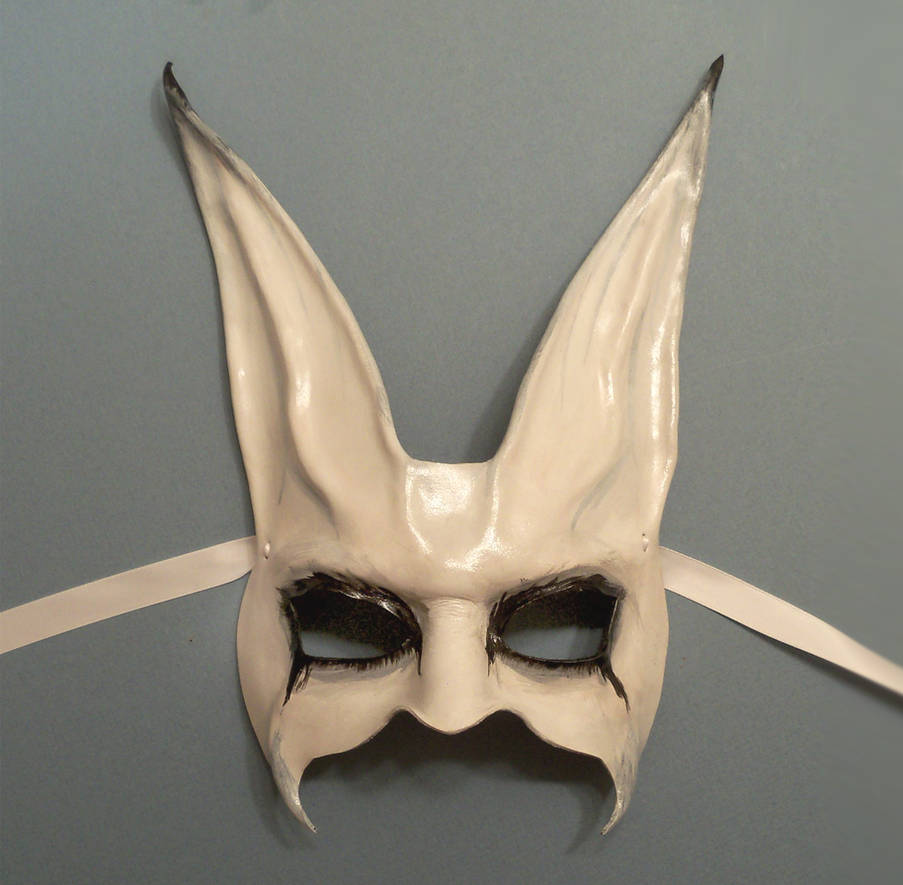 Freaky Rabbit leather Mask spooky white grey blk by teonova on DeviantArt