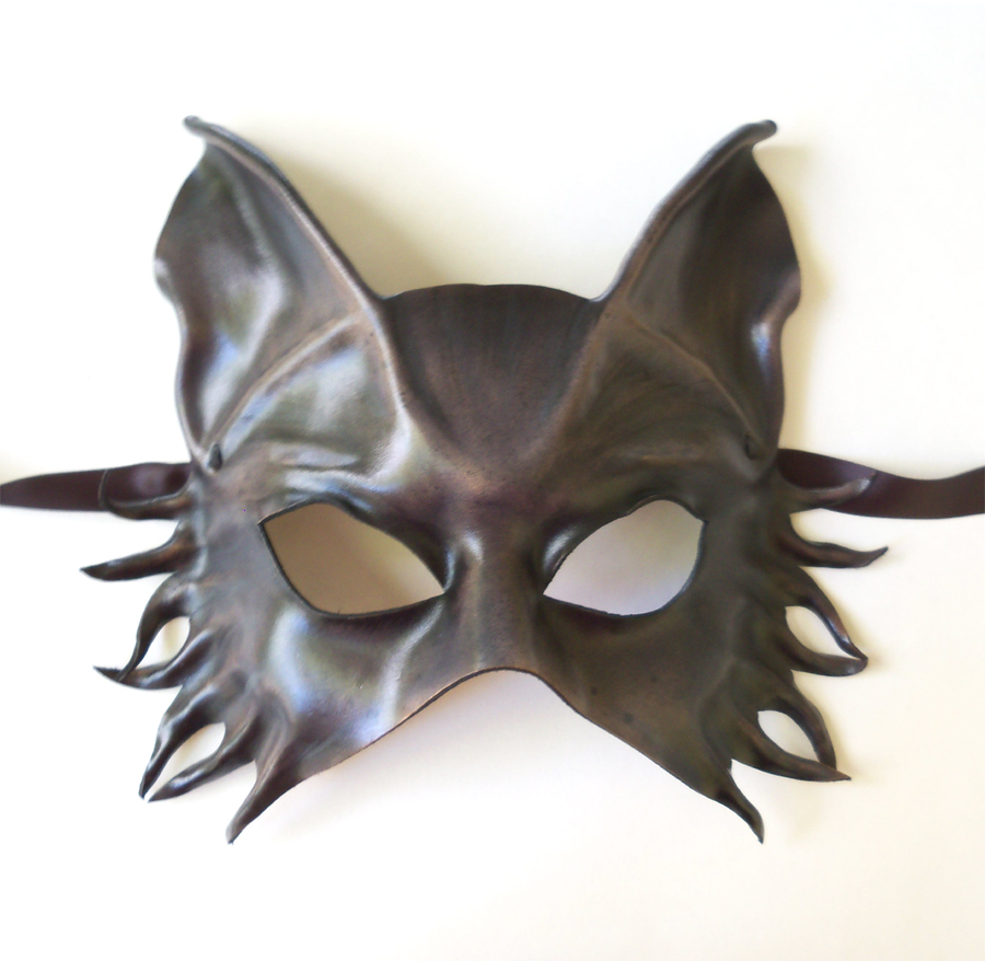 WOlf Leather Mask half face grey brown black