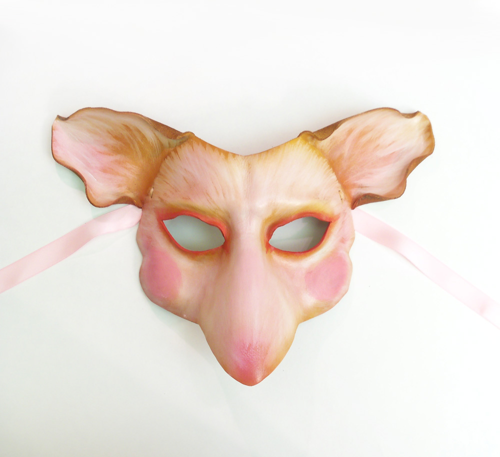 Pink Fantsy Colors Mouse Rat Leather Mask