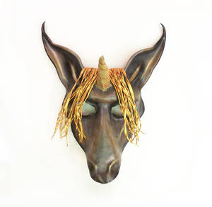Unicorn Leather Mask By Teonova Grey And Gold