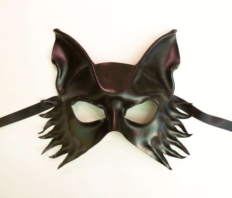 Black Leather mask Wolf Fox Dog by Teonova by teonova
