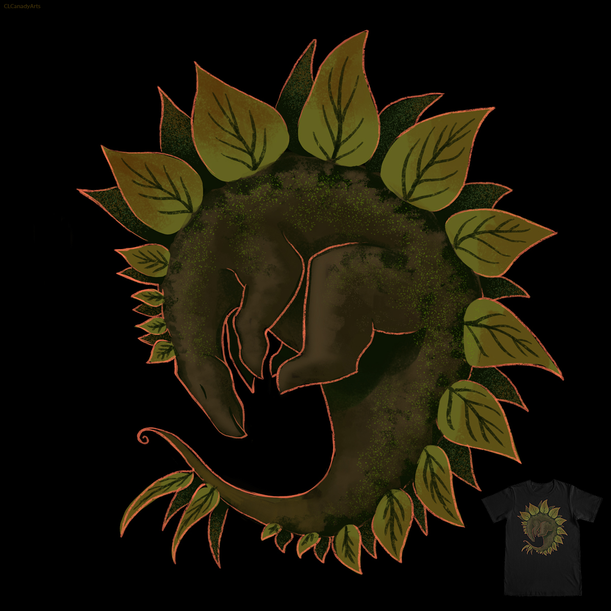 Leafy Stego - T-shirt design