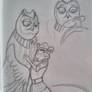 Owl and little rats. Isaak and Otto