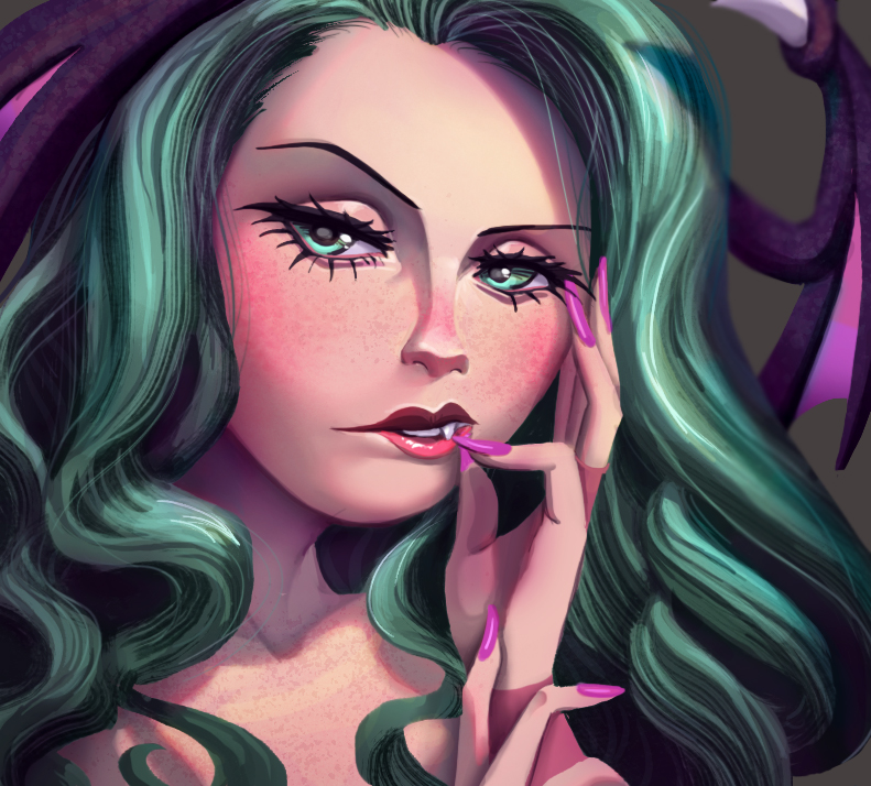 One face a day #51/365. Morrigan Aensland by Dylean